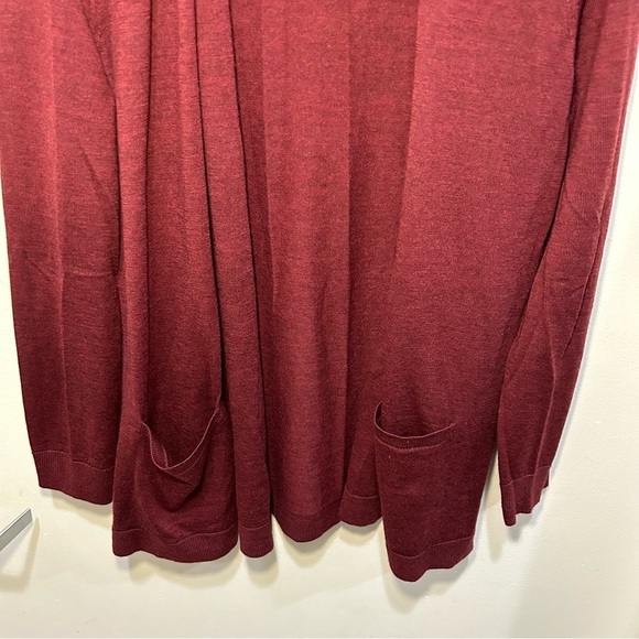 Talbots Pure Merino Wool Red Open Front Cardigan with Pockets Size Medium Petite - Picture 3 of 8